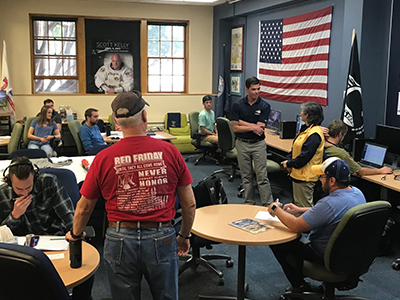 Students meet in the Veterans Center