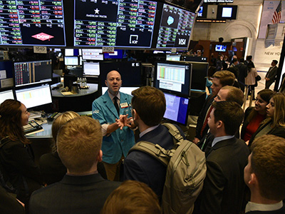 Students visit New York City's Wall Street