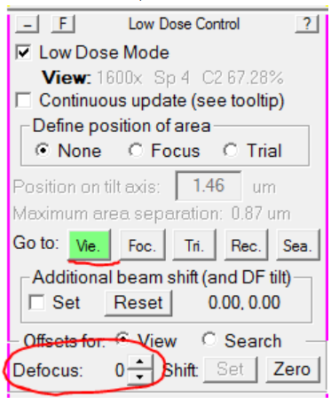 Load View mode, and set the defocus offset to 0
