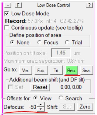 set the Defocus Offset back to -50