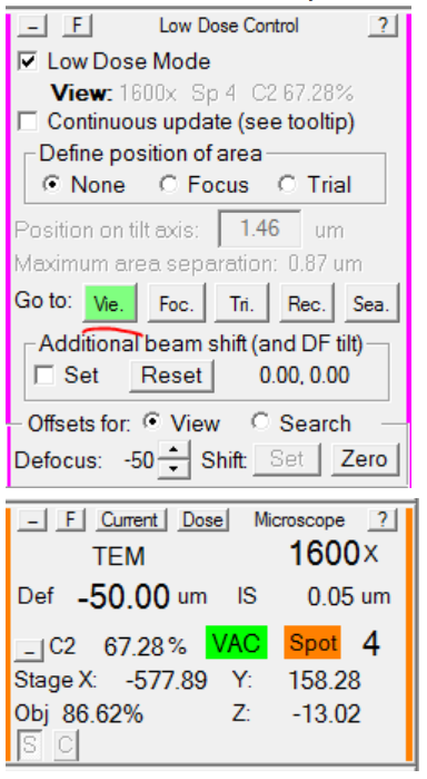 verify that the microscope defocus is now -50