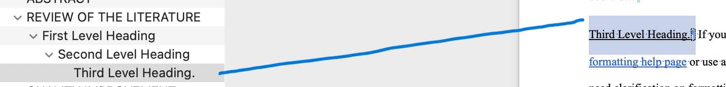 Image showing that the 3rd lvl heading now appears in the navigation.