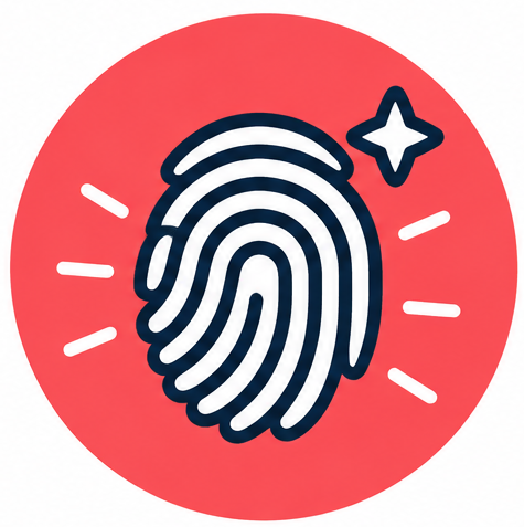 tumb print icon on red background
