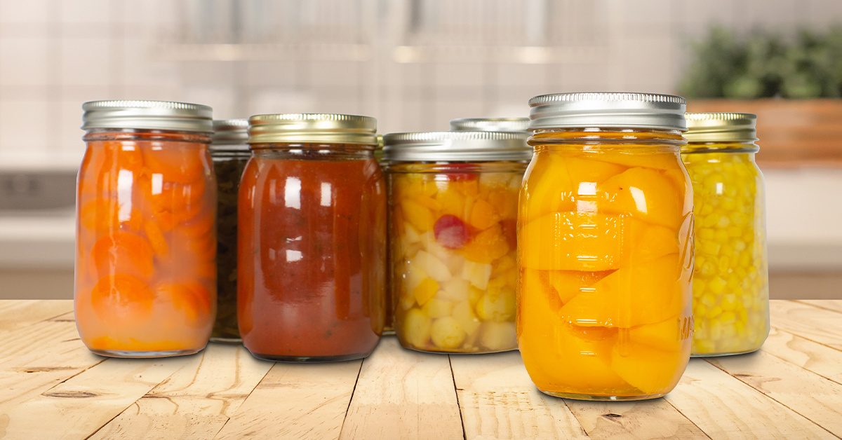 Canning jars Picture of glass jars with food preserved inside