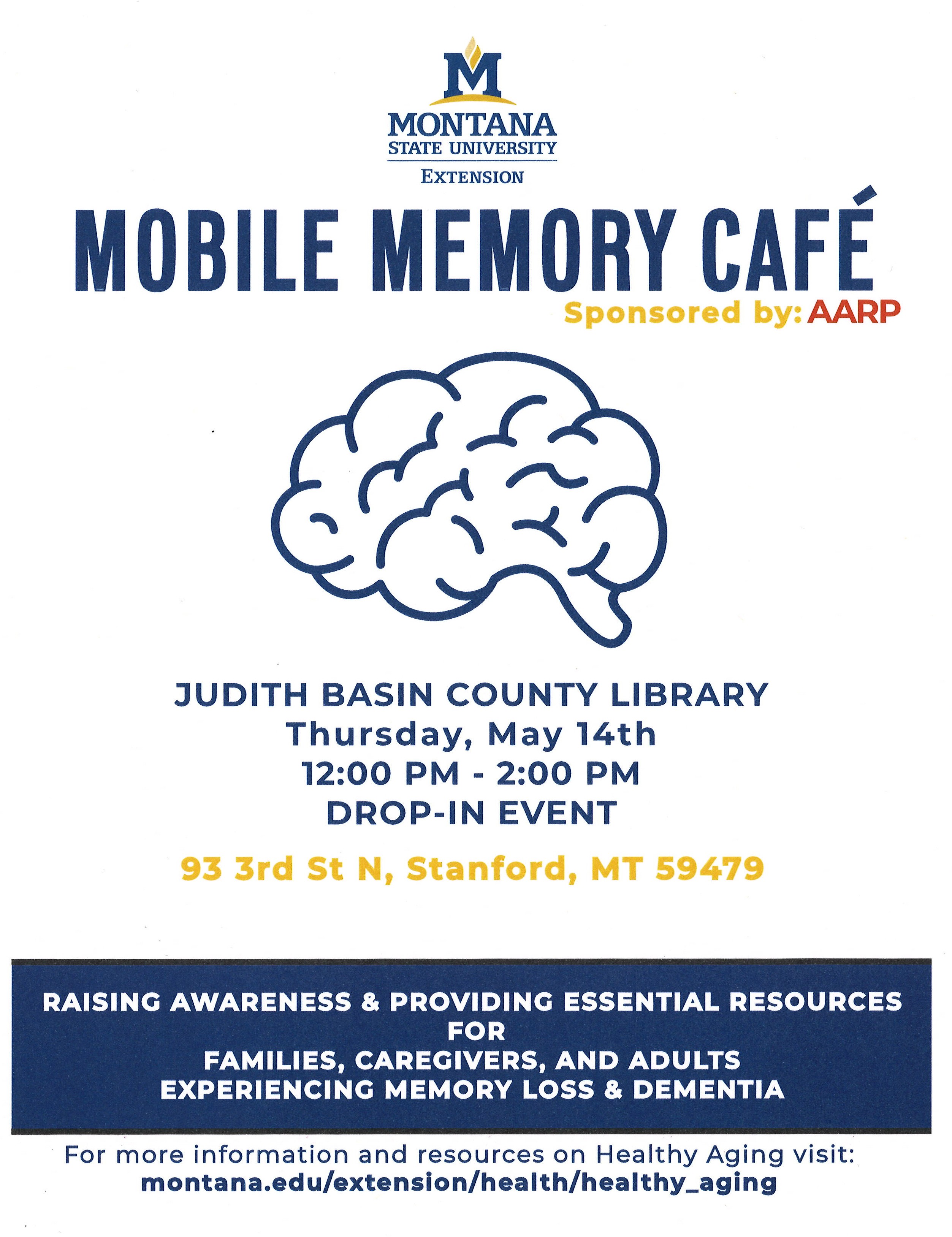 MSU Extension Mobile Memory Cafe Event Stanford Library Flyer