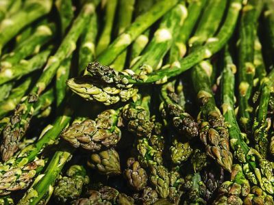 asparagus on a table