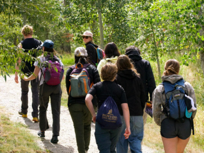 Honors College students taking a walk during class.