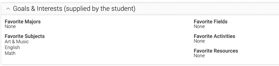 student goals and interests