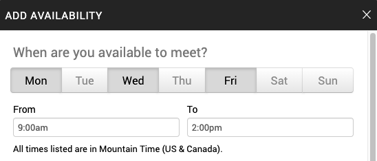 availability window with appointments and campaigns selected