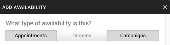 availability window with appointments and campaigns selected