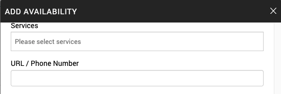 availability with url / phone number box