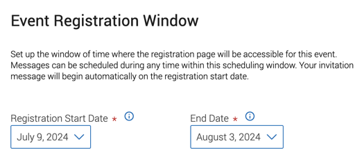 event registration window dates