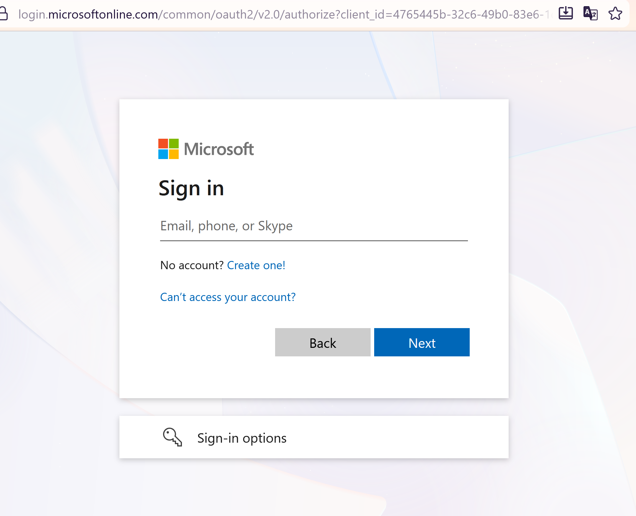 Office 365 login page