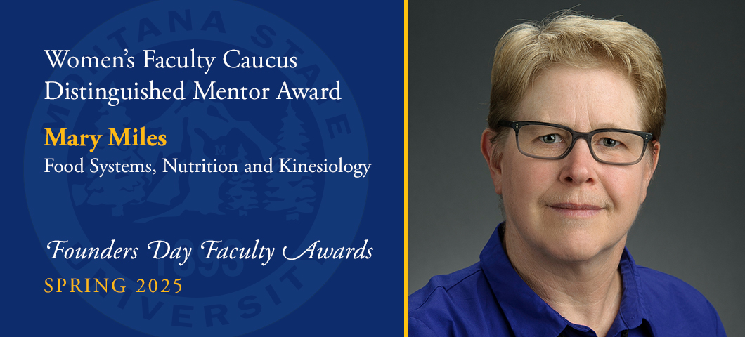 Women's Faculty Caucus Distinguished Mentor Award: Mary Miles, Founders Day Faculty Awards, Academic Year 2024-25. Portrait of Mary Miles.