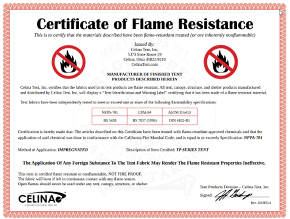 Cert Flame Resistance